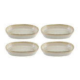 Bonna China Sand 4" x 2.5" x h:0.75" Oval Beige Porcelain Platter (Set of 4)